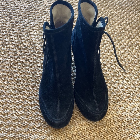 YOU by Crocs Suede Tie Ankle Heeled Boots - Picture 1 of 5